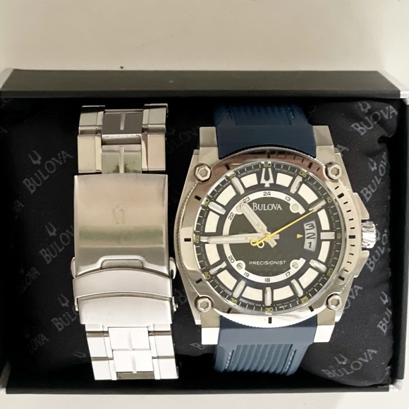 Men’s Bulova Precisionist Oversized Water Resistant Watch w/ 2 Bands Case 46mm - Picture 7 of 8